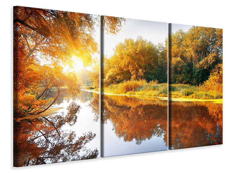 3-piece-canvas-print-forest-reflection-in-water