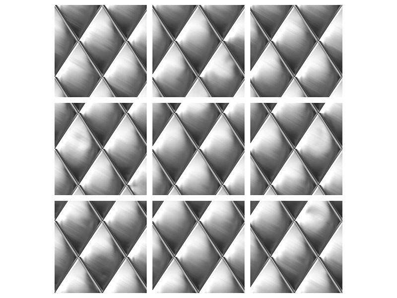 4-piece-canvas-print-3d-lozenges-silver-grey