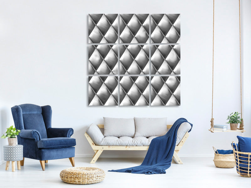4-piece-canvas-print-3d-lozenges-silver-grey