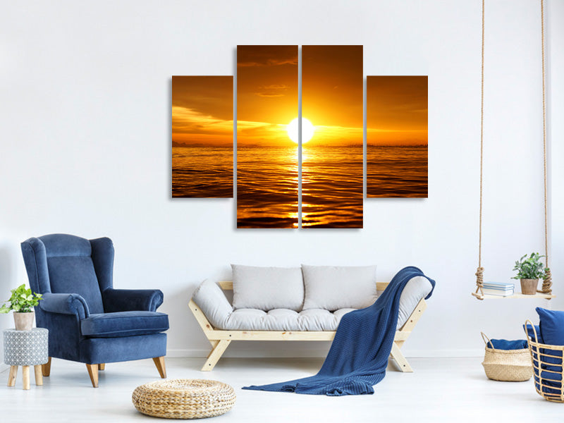 4-piece-canvas-print-glowing-sunset-on-the-water