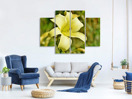 4-piece-canvas-print-lilies-blossom-in-yellow