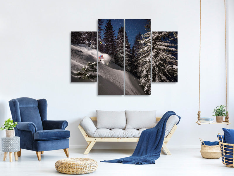 4-piece-canvas-print-night-powder-turns-with-adrien-coirier