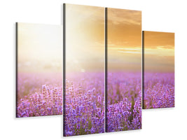 4-piece-canvas-print-sunset-in-lavender-field