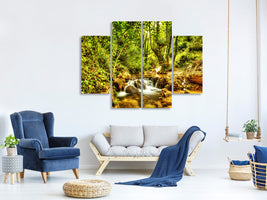 4-piece-canvas-print-waterfall-in-the-forest