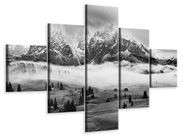 5-piece-canvas-print-foggy-dolomites