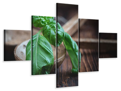 5-piece-canvas-print-fresh-basil-xl