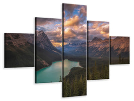 5-piece-canvas-print-peyto-lake-at-dusk