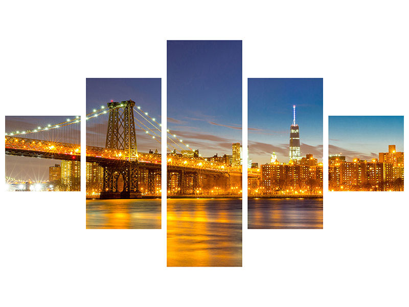 5-piece-canvas-print-skyline-ny-williamsburg-bridge