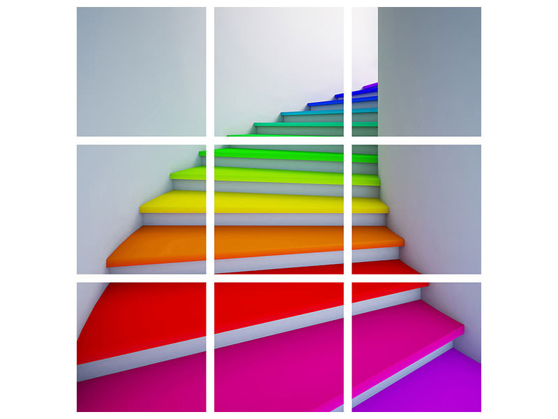 9-piece-canvas-print-colorful-stairs