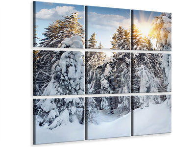 4-piece-canvas-print-fir-in-snow