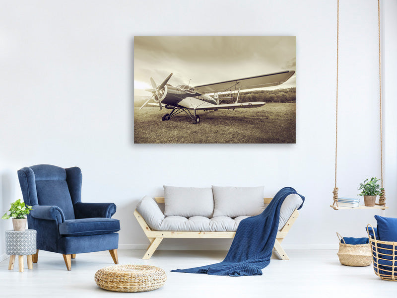 3-piece-canvas-print-nostalgic-aircraft-in-retro-style