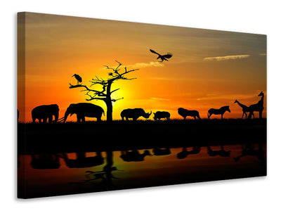 5-piece-canvas-print-safari-animals-at-sunset