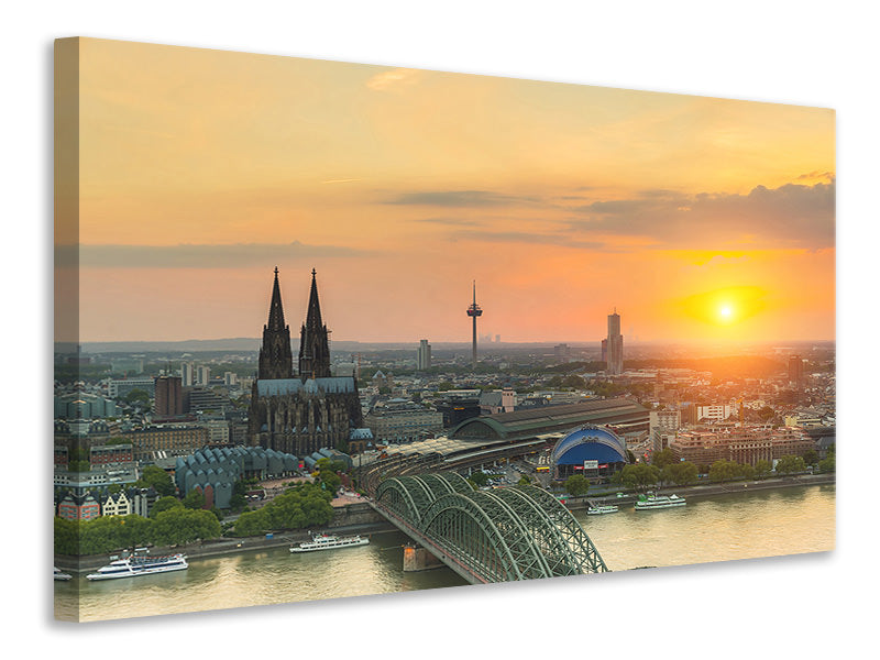 panoramic-canvas-print-skyline-cologne-at-sunset