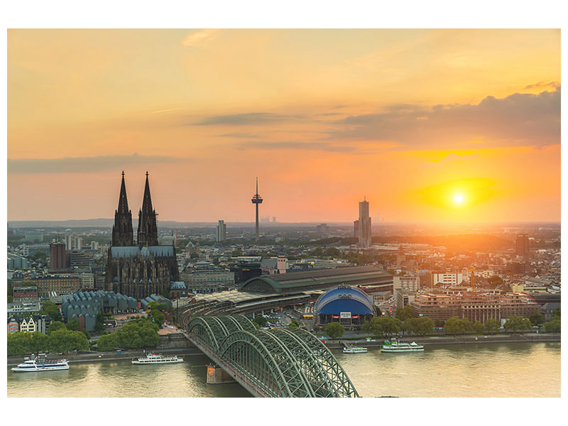 panoramic-3-piece-canvas-print-skyline-cologne-at-sunset