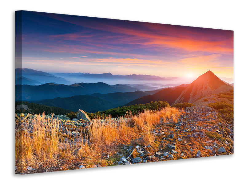panoramic-canvas-print-sunset-in-the-alps