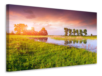 panoramic-3-piece-canvas-print-sunset-on-lake