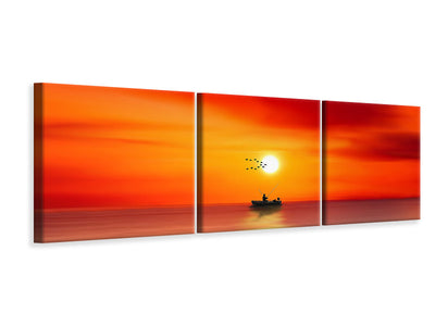3-piece-canvas-print-a-fisherman-in-the-sunset