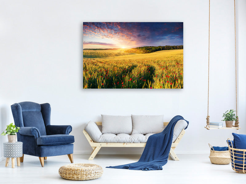 4-piece-canvas-print-a-flower-field-at-sunrise