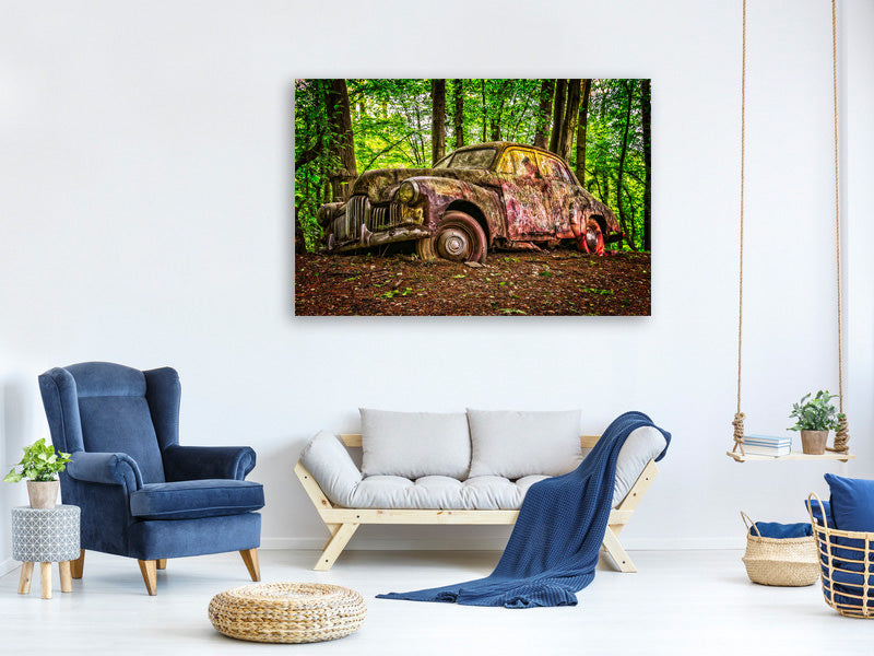 modern-4-piece-canvas-print-abandoned-classic-car
