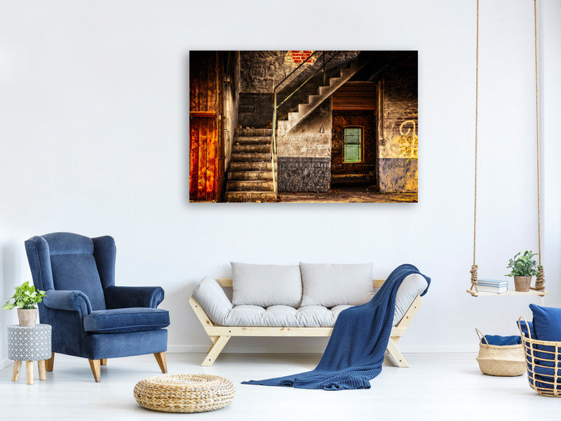 3-piece-canvas-print-abandoned-stairs