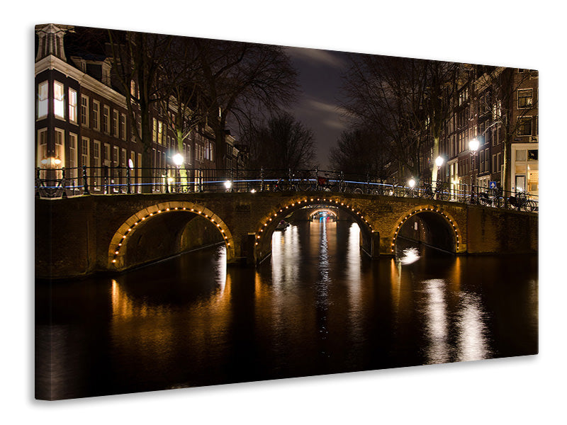 3-piece-canvas-print-at-night-in-amsterdam