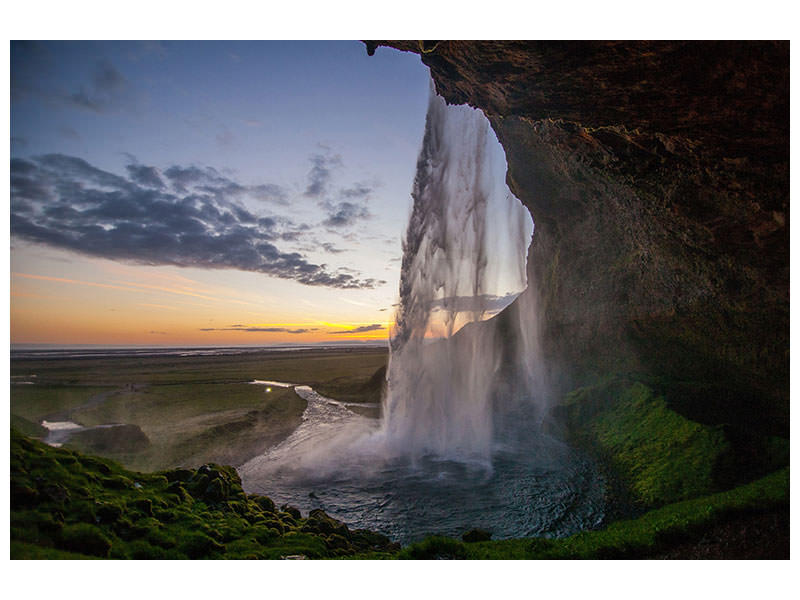 5-piece-canvas-print-evening-mood-at-the-waterfall
