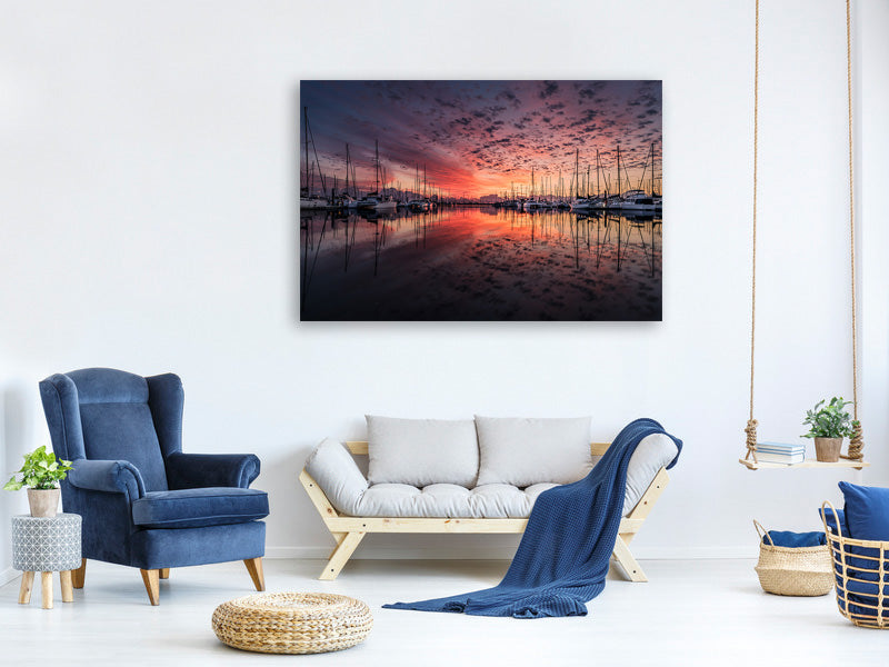 panoramic-3-piece-canvas-print-evening-mood-in-the-harbor