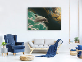 panoramic-3-piece-canvas-print-fascination-dolphin