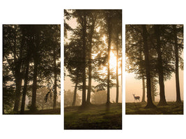 modern-3-piece-canvas-print-deer-in-the-morning-mist