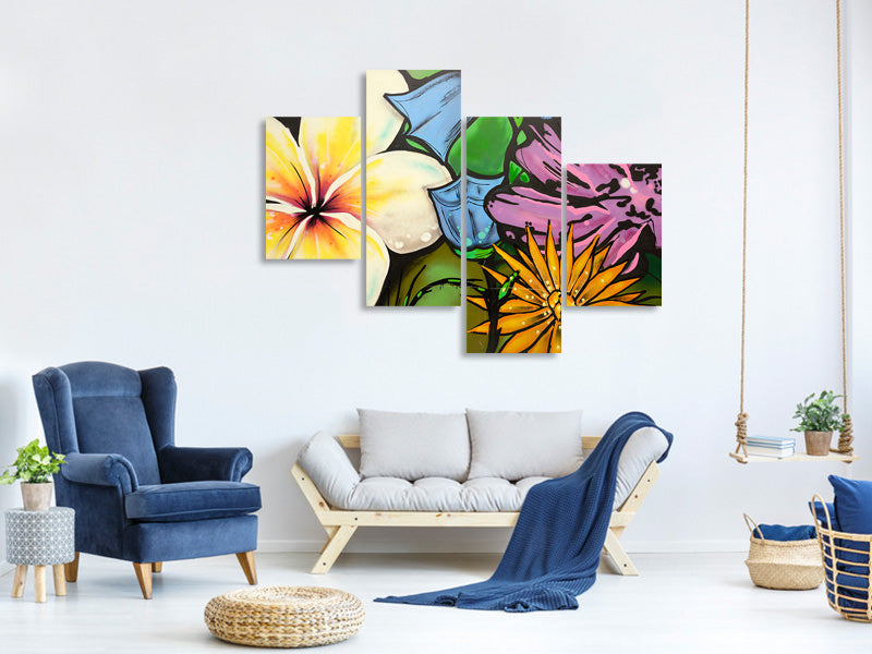 modern-4-piece-canvas-print-graffiti-flowers