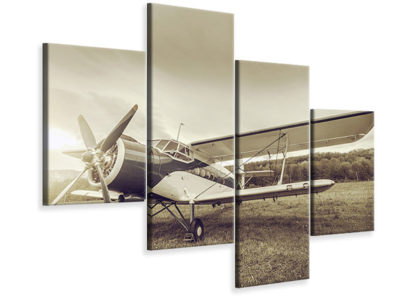 modern-4-piece-canvas-print-nostalgic-aircraft-in-retro-style