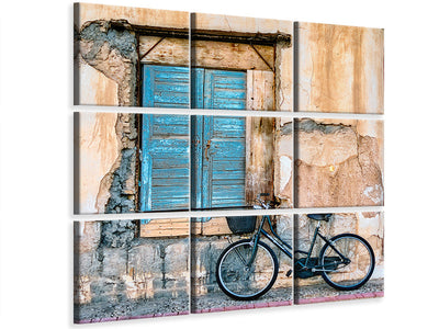 4-piece-canvas-print-old-window-and-bicycle