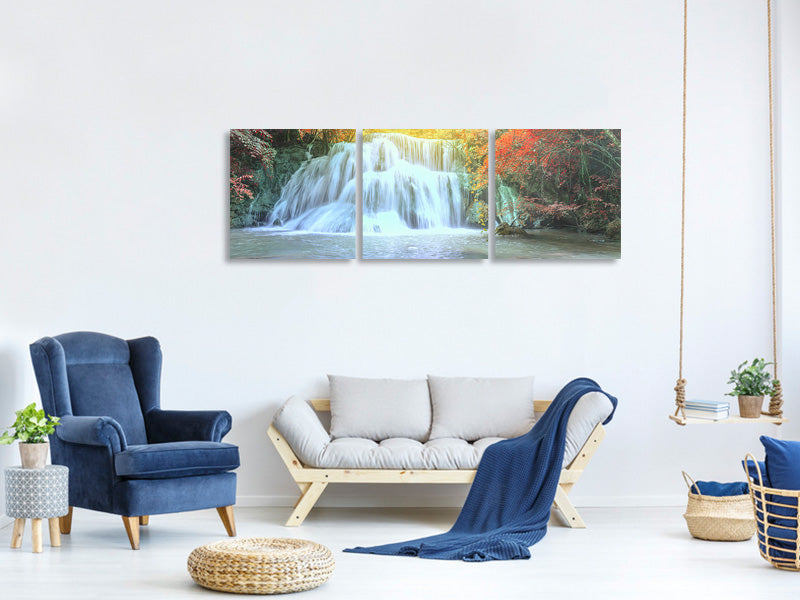 panoramic-3-piece-canvas-print-waterfall-in-light