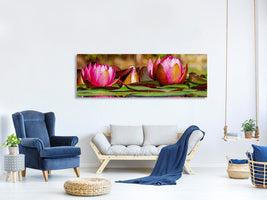 panoramic-canvas-print-red-water-lily-trio