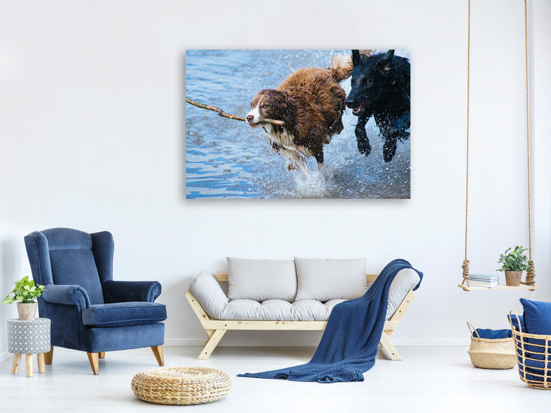 3-piece-canvas-print-playing-dogs