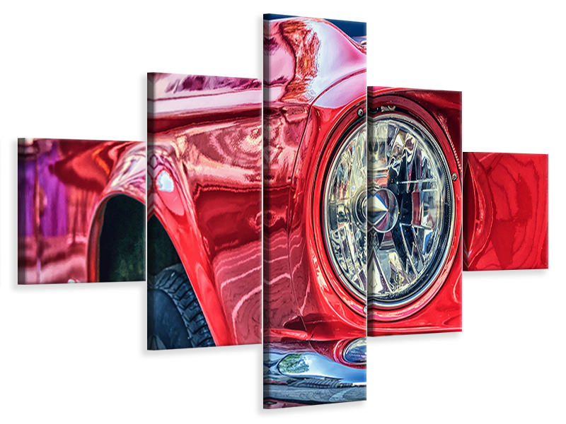 panoramic-3-piece-canvas-print-red-vintage-car