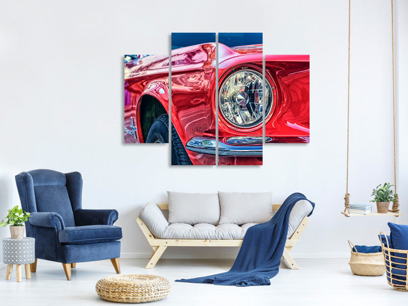 panoramic-3-piece-canvas-print-red-vintage-car