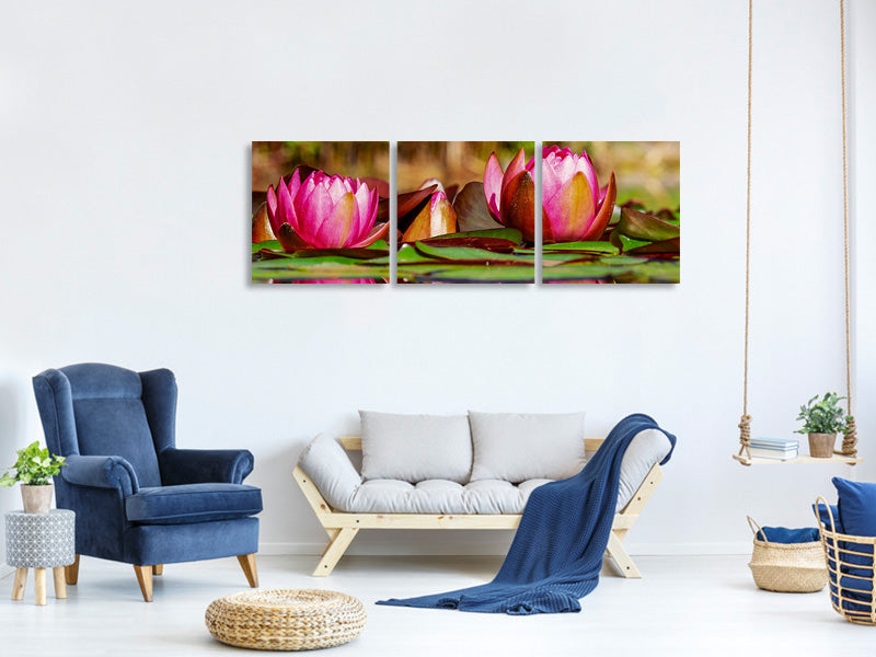 3-piece-canvas-print-red-water-lily-trio