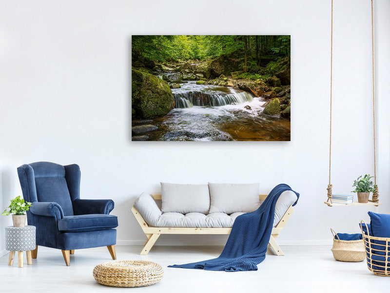 panoramic-canvas-print-relaxation-at-the-waterfall-ii