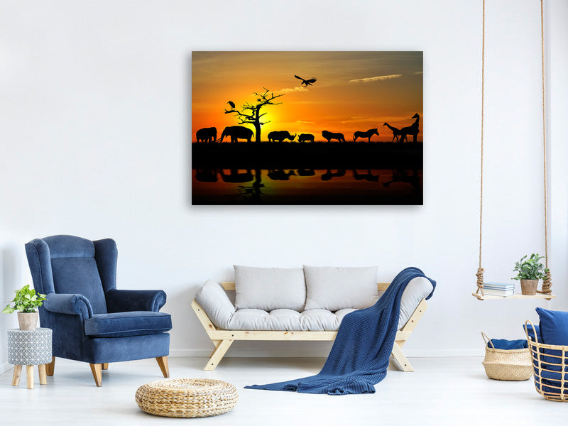 modern-3-piece-canvas-print-safari-animals-at-sunset