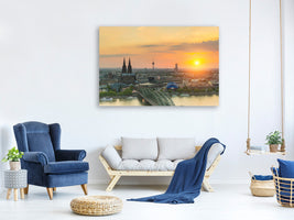 panoramic-3-piece-canvas-print-skyline-cologne-at-sunset