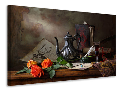 modern-4-piece-canvas-print-still-life-with-teapot-and-roses