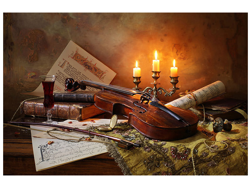 3-piece-canvas-print-still-life-with-violin-and-candles