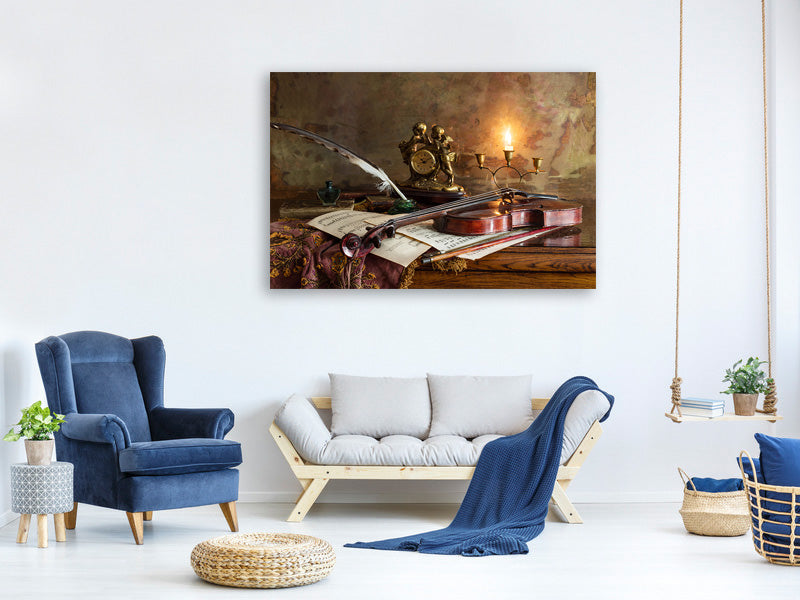 4-piece-canvas-print-still-life-with-violin-and-clock