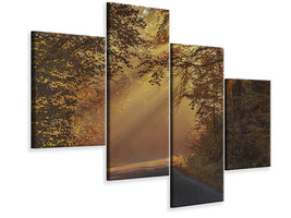 4-piece-canvas-print-sunbeams-in-the-forest