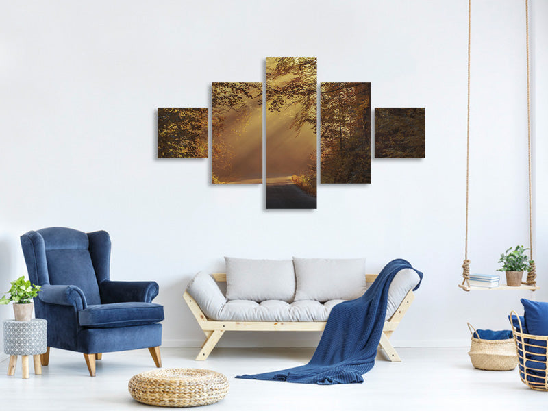 4-piece-canvas-print-sunbeams-in-the-forest