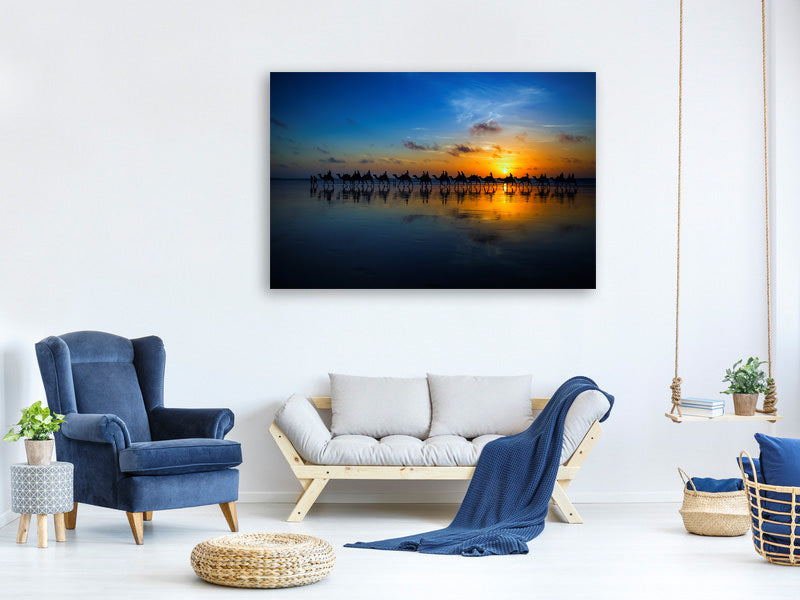panoramic-3-piece-canvas-print-sunset-camel-ride