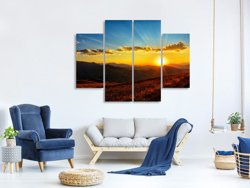 panoramic-canvas-print-sunset-in-the-world-of-mountains