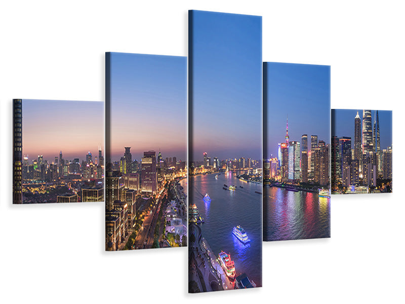 4-piece-canvas-print-the-blue-hour-in-shanghai