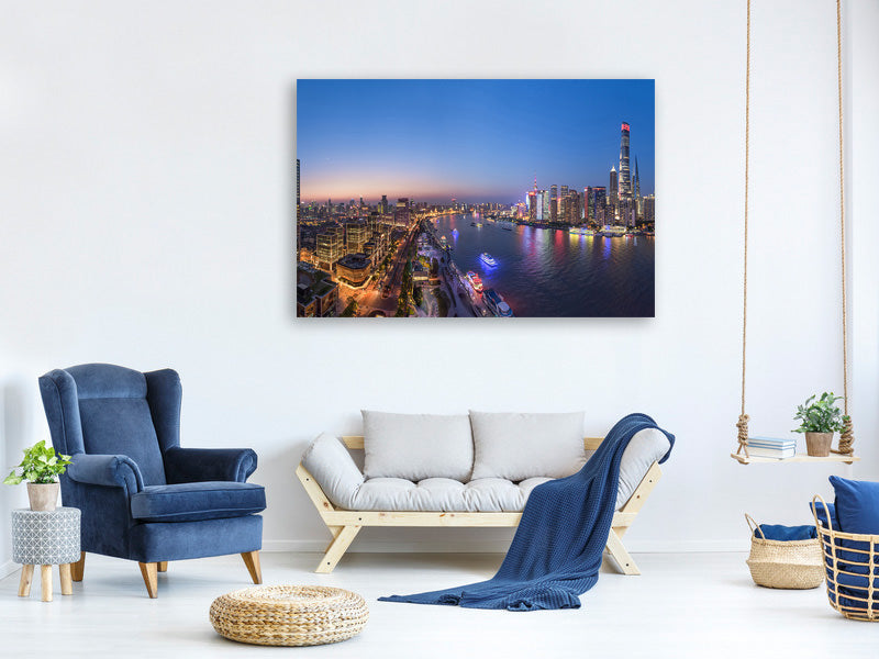3-piece-canvas-print-the-blue-hour-in-shanghai